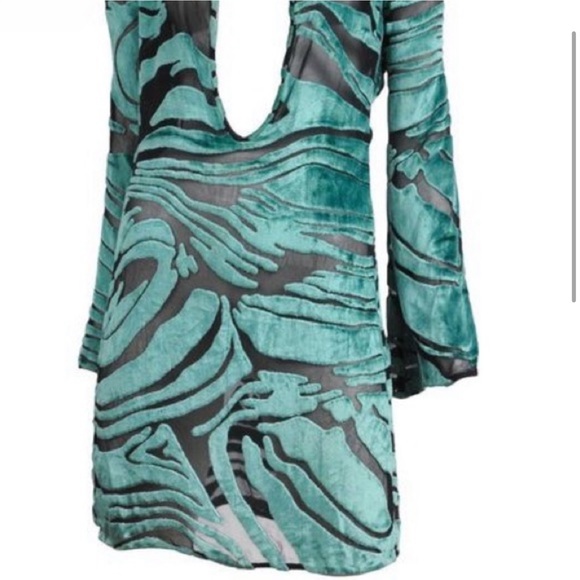 GUCCI Tom Ford HAUTE COUTURE SILK Dress Vintage SS96 Teal Zebra Runway SIZE 6 - Picture 4 of 12